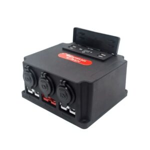 Camping12V 24V Mini Power Box Control Box with 4 USB +1 Type C Port Distribution Box with Ander Connector and Voltage Display
