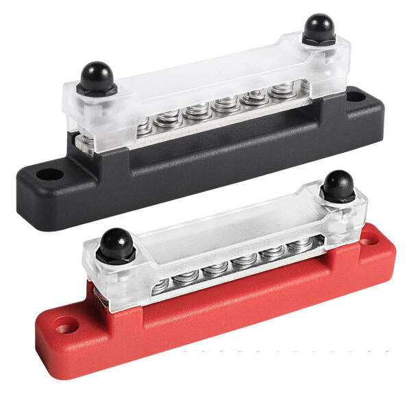 Mini Power Distribution Block Bus Bar 150A 6 Terminal Single-Row Bus Bar Block with Cover Ground ...