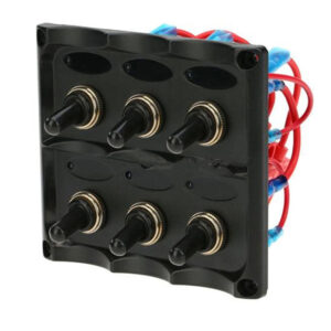 12V 24V Overload Protection Indicator LED Red Light 6 Gang Rocker Toggle Switch Panel for Car Marine Boat RV