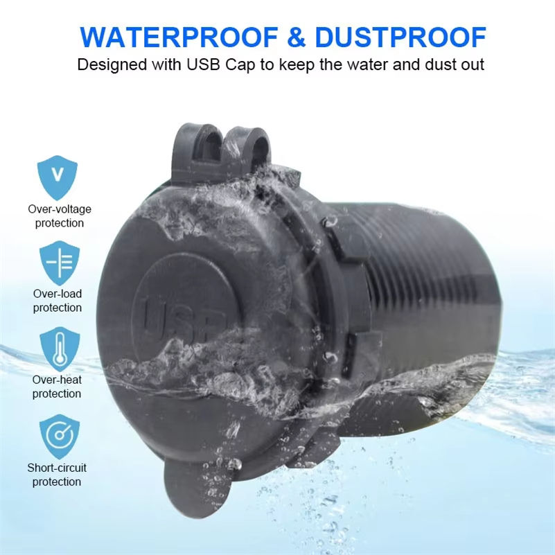 High Quality CE Rohs 12-24V Dual Port Car Charger Universal QC3.0 USB Type C 20W PD Bus Socket Waterproof Function